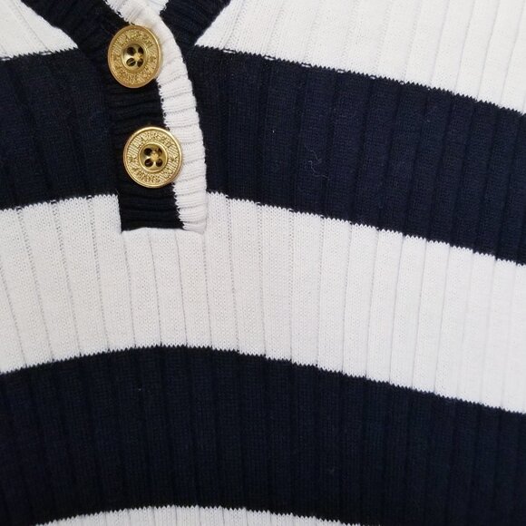 Lauren Jeans Company – Preppy Black and White Stripe Ribbed Sweater – Sz PL - Picture 3 of 7